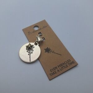 Amanda Blu Charm Magic Miracles Take Time Charm Rhinestone Quote Pendant